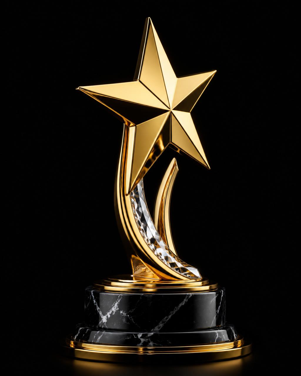The official IQStar trophy β gold star atop a black marble base